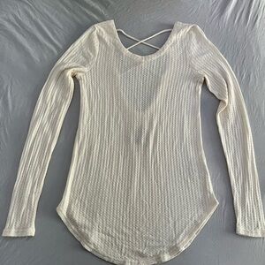 Chaser Cream Long Sleeve Top with Criss-Cross Back